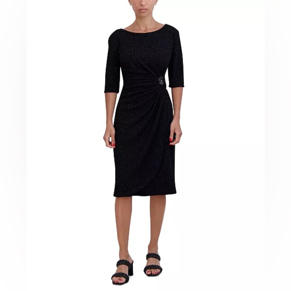 NWT! 🏷️Petite Glitter-Knit Embellished LBD A-Line Dress from Macy’s /Robbie Bee